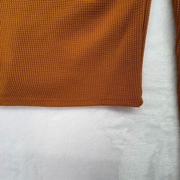 Wild Fable Women's Size XS Mustard Brown Long Sleeve Cropped Shirt Textured - Picture 6 of 7